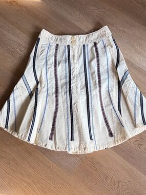 NWT Oilily Ivory Embroidered Stripe A-Line Skirt Size 38